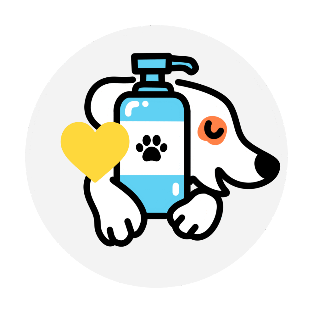 premium dog grooming icon with premium products