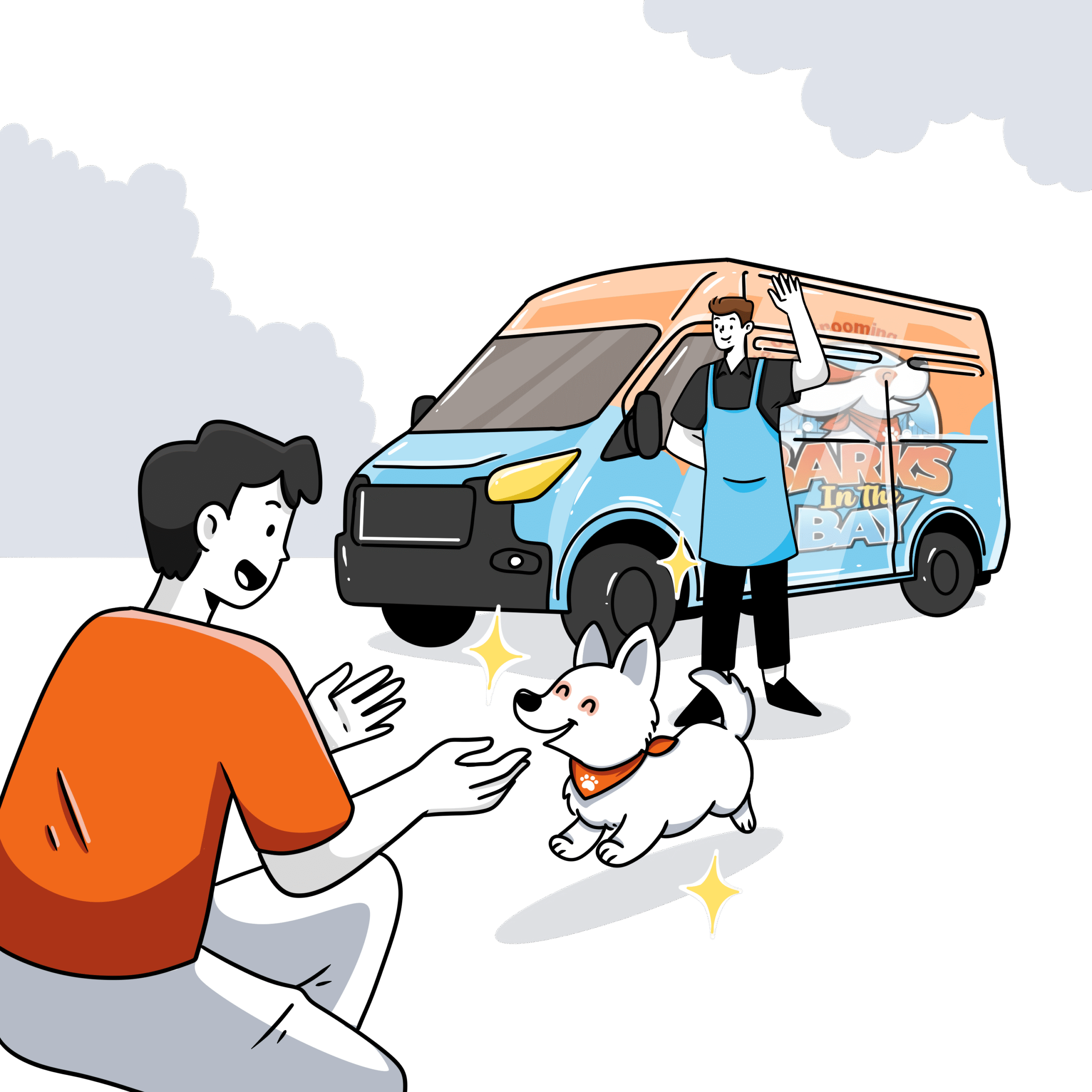 Barks in the Bay mobile grooming van